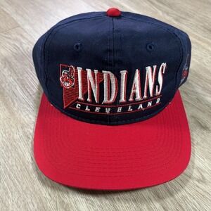 VTG Cleveland Indians Snapback Hat MLB Baseball Youngan Triangle Blue Cap